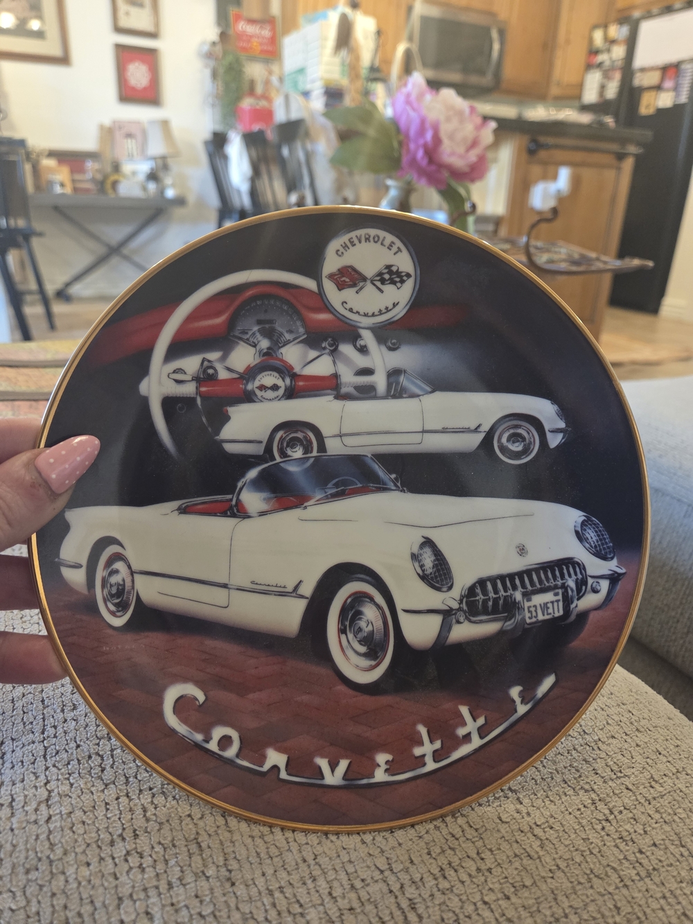Chevrolet Corvette Decorative Ceramic Plate - White